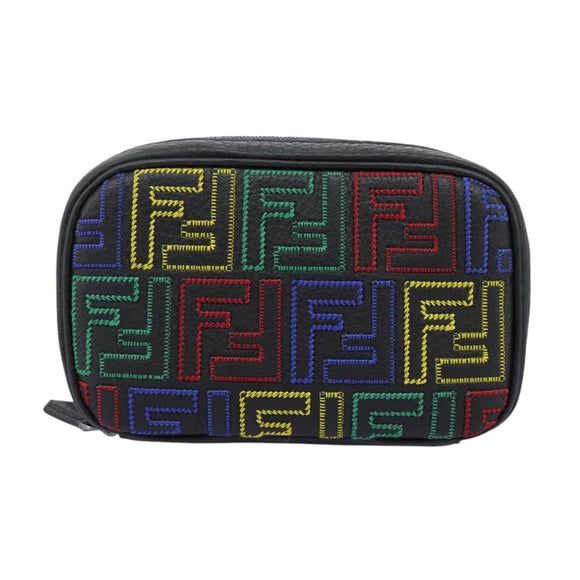 FENDI Zucca Canvas Shoulder Bag Multicolor Black Auth 112594A