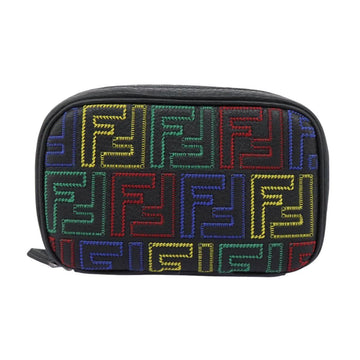 FENDI Zucca Canvas Shoulder Bag Multicolor Black Auth 112594A - 0