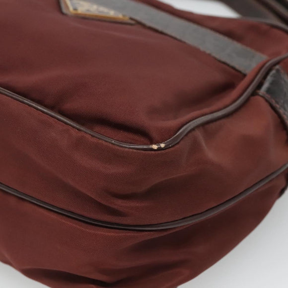 PRADA Shoulder Bag Nylon Brown Auth 112599