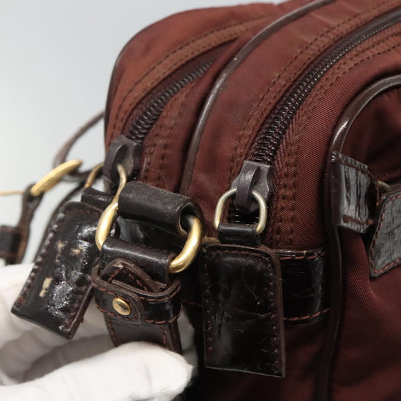 PRADA Shoulder Bag Nylon Brown Auth 112599