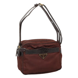 PRADA Shoulder Bag Nylon Brown Auth 112599