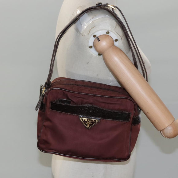 PRADA Shoulder Bag Nylon Brown Auth 112599
