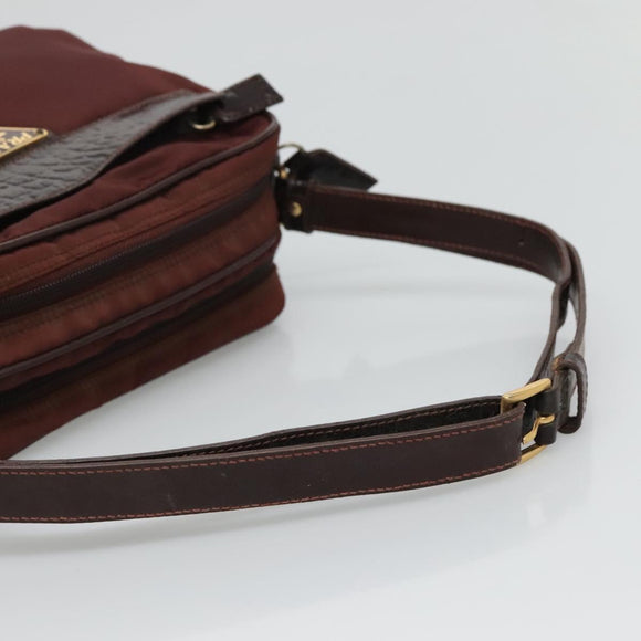 PRADA Shoulder Bag Nylon Brown Auth 112599