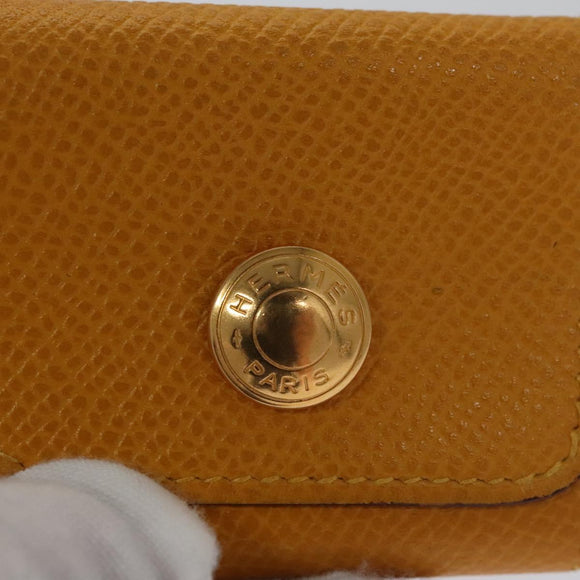 HERMES Mini Memo Cover Arajif Leather Yellow Auth 112632