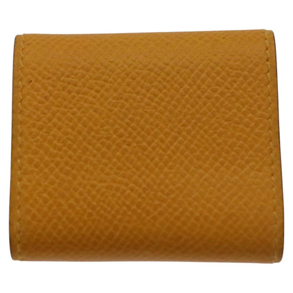 HERMES Mini Memo Cover Arajif Leather Yellow Auth 112632