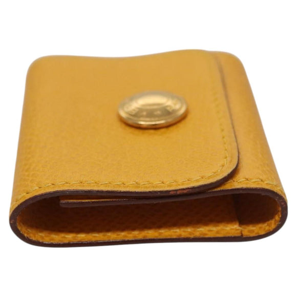 HERMES Mini Memo Cover Arajif Leather Yellow Auth 112632