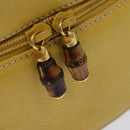 GUCCI Bamboo Vanity Cosmetic Pouch Leather Yellow 000 984 0232 Auth 112668-17