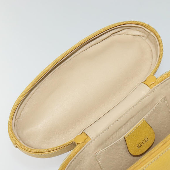 GUCCI Bamboo Vanity Cosmetic Pouch Leather Yellow 000 984 0232 Auth 112668