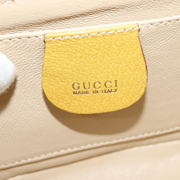 GUCCI Bamboo Vanity Cosmetic Pouch Leather Yellow 000 984 0232 Auth 112668