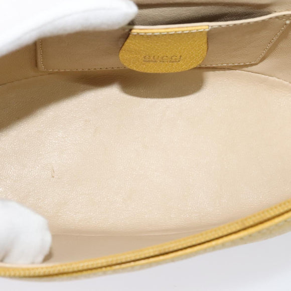 GUCCI Bamboo Vanity Cosmetic Pouch Leather Yellow 000 984 0232 Auth 112668