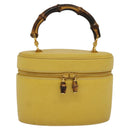 GUCCI Bamboo Vanity Cosmetic Pouch Leather Yellow 000 984 0232 Auth 112668-13