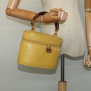GUCCI Bamboo Vanity Cosmetic Pouch Leather Yellow 000 984 0232 Auth 112668-22