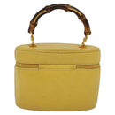 GUCCI Bamboo Vanity Cosmetic Pouch Leather Yellow 000 984 0232 Auth 112668-2