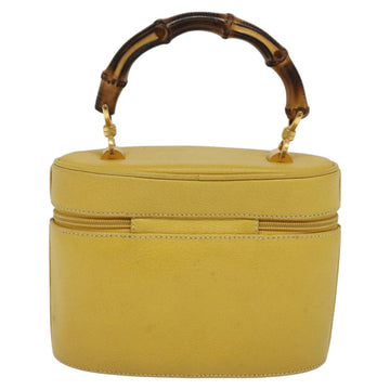 GUCCI Bamboo Vanity Cosmetic Pouch Leather Yellow 000 984 0232 Auth 112668 - 0