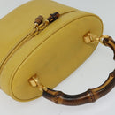 GUCCI Bamboo Vanity Cosmetic Pouch Leather Yellow 000 984 0232 Auth 112668-6
