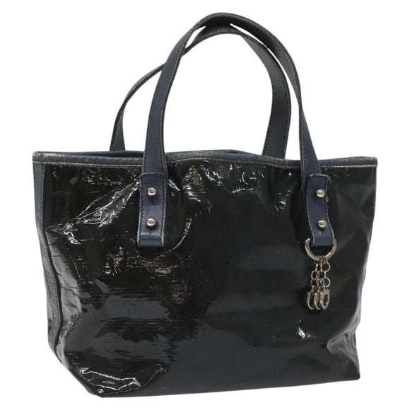 Salvatore Ferragamo Hand Bag Enamel Black Auth 112681