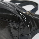 Salvatore Ferragamo Hand Bag Enamel Black Auth 112681-10