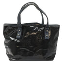 Salvatore Ferragamo Hand Bag Enamel Black Auth 112681-3