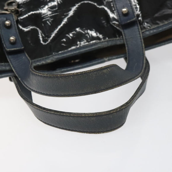 Salvatore Ferragamo Hand Bag Enamel Black Auth 112681