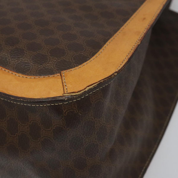 CELINE Macadam Canvas Shoulder Bag PVC Leather Brown Gold Auth 112747