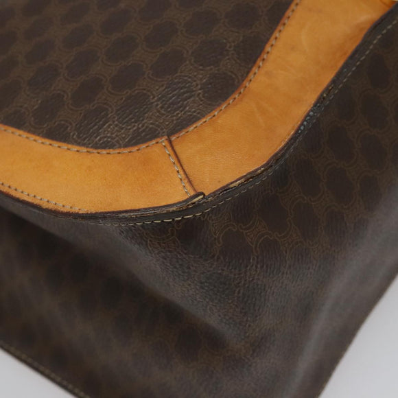 CELINE Macadam Canvas Shoulder Bag PVC Leather Brown Gold Auth 112747