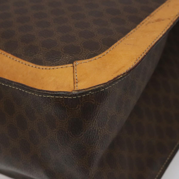 CELINE Macadam Canvas Shoulder Bag PVC Leather Brown Gold Auth 112747