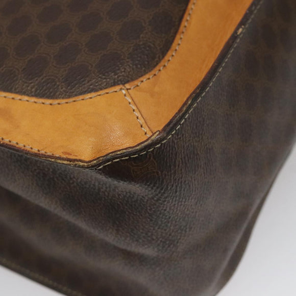 CELINE Macadam Canvas Shoulder Bag PVC Leather Brown Gold Auth 112747