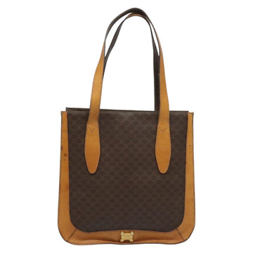 CELINE Macadam Canvas Shoulder Bag PVC Leather Brown Gold Auth 112747 - 0