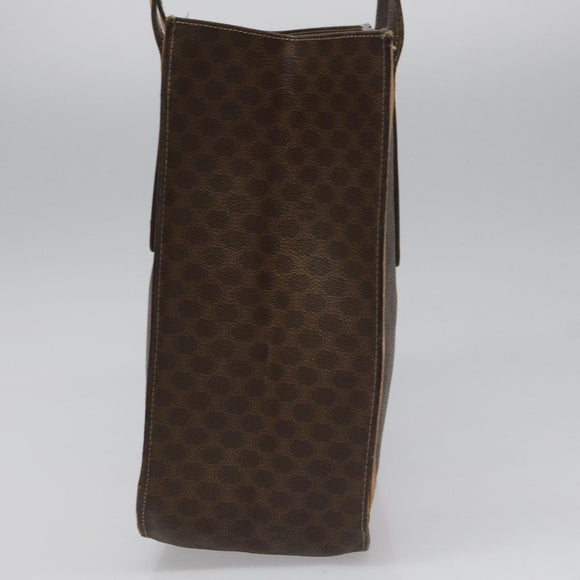 CELINE Macadam Canvas Shoulder Bag PVC Leather Brown Gold Auth 112747