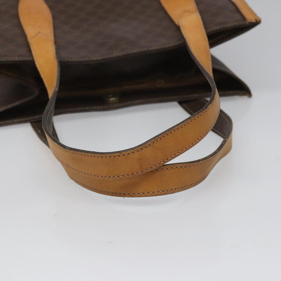 CELINE Macadam Canvas Shoulder Bag PVC Leather Brown Gold Auth 112747
