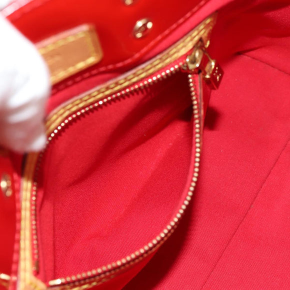 LOUIS VUITTON Monogram Vernis Reade PM Hand Bag Red Rouge M91088 LV Auth 112767