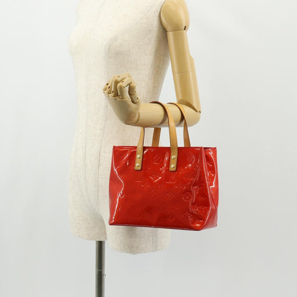 LOUIS VUITTON Monogram Vernis Reade PM Hand Bag Red Rouge M91088 LV Auth 112767