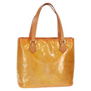 LOUIS VUITTON Monogram Vernis Houston Hand Bag Beige M91004 LV Auth 112823-1