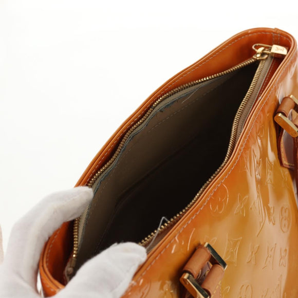 LOUIS VUITTON Monogram Vernis Houston Hand Bag Beige M91004 LV Auth 112823