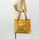 LOUIS VUITTON Monogram Vernis Houston Hand Bag Beige M91004 LV Auth 112823-27