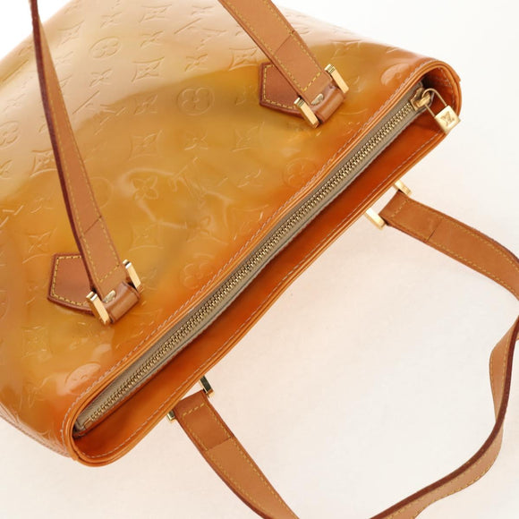 LOUIS VUITTON Monogram Vernis Houston Hand Bag Beige M91004 LV Auth 112823