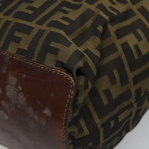 FENDI Zucca Canvas Tote Bag Brown Black Auth 112832