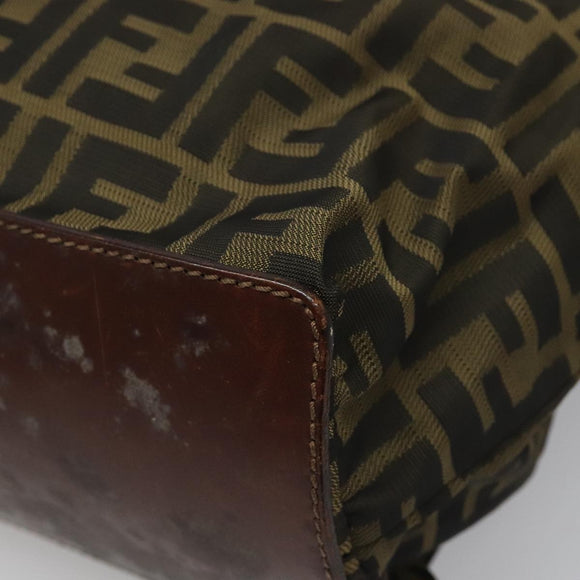 FENDI Zucca Canvas Tote Bag Brown Black Auth 112832