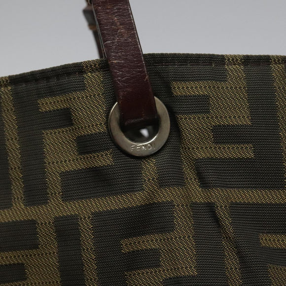 FENDI Zucca Canvas Tote Bag Brown Black Auth 112832