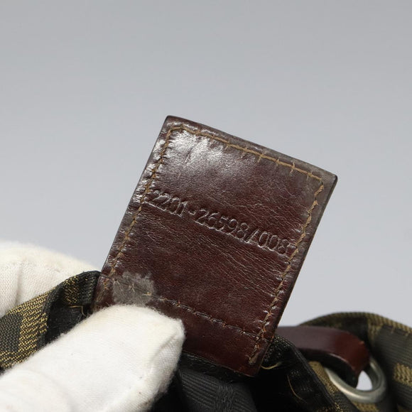 FENDI Zucca Canvas Tote Bag Brown Black Auth 112832