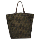 FENDI Zucca Canvas Tote Bag Brown Black Auth 112832-13