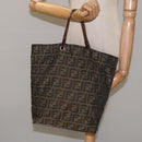 FENDI Zucca Canvas Tote Bag Brown Black Auth 112832-20
