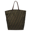 FENDI Zucca Canvas Tote Bag Brown Black Auth 112832-2