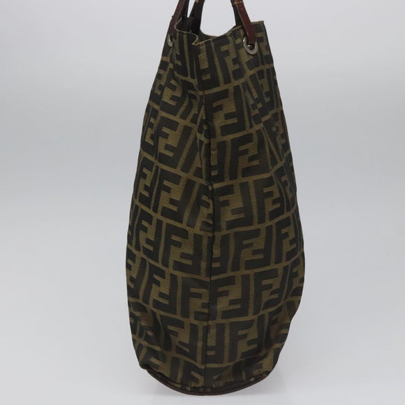 FENDI Zucca Canvas Tote Bag Brown Black Auth 112832