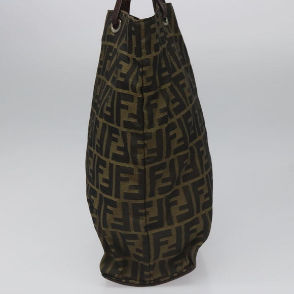 FENDI Zucca Canvas Tote Bag Brown Black Auth 112832