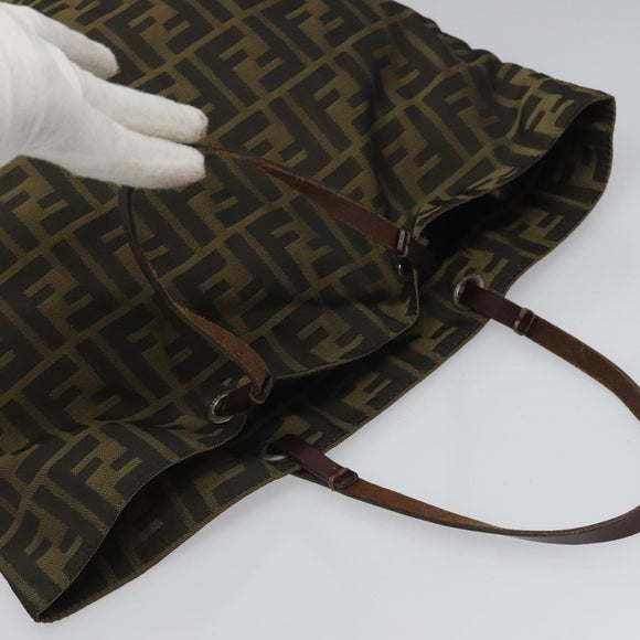 FENDI Zucca Canvas Tote Bag Brown Black Auth 112832
