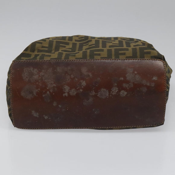 FENDI Zucca Canvas Tote Bag Brown Black Auth 112832