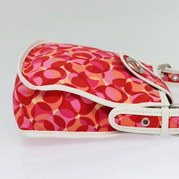 CELINE Shoulder Bag Canvas Red Auth 112849V