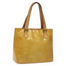 LOUIS VUITTON Monogram Vernis Houston Hand Bag Beige M91004 LV Auth 112869-1