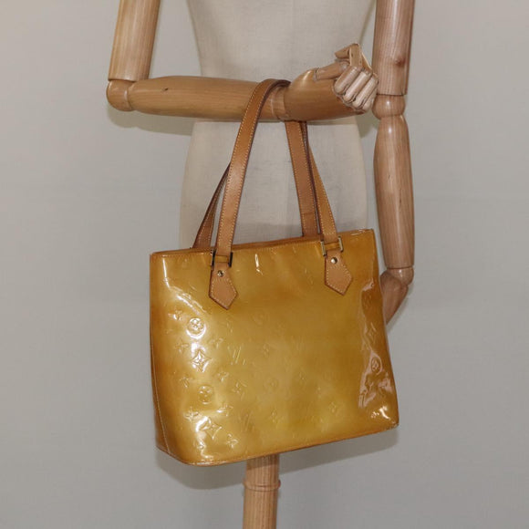 LOUIS VUITTON Monogram Vernis Houston Hand Bag Beige M91004 LV Auth 112869